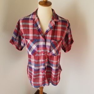 Red flannel button down shirt